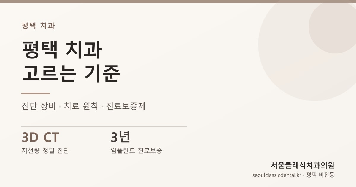 평택 치과 고를 때 확인할 것 — 진단 장비 · 치료 원칙 · 진료보증제